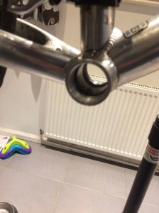 Bottom bracket removed, shell cleaned